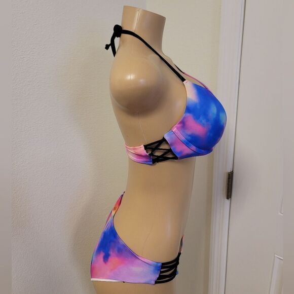 PINK VICTORIA SECRET COLORBLOCK TWO PIECE BIKINI SWIMSUITS - Picture 11 of 15